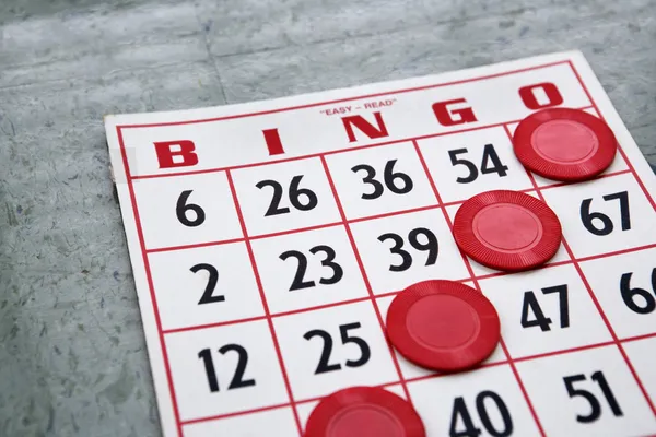 bingo card with red checkers 