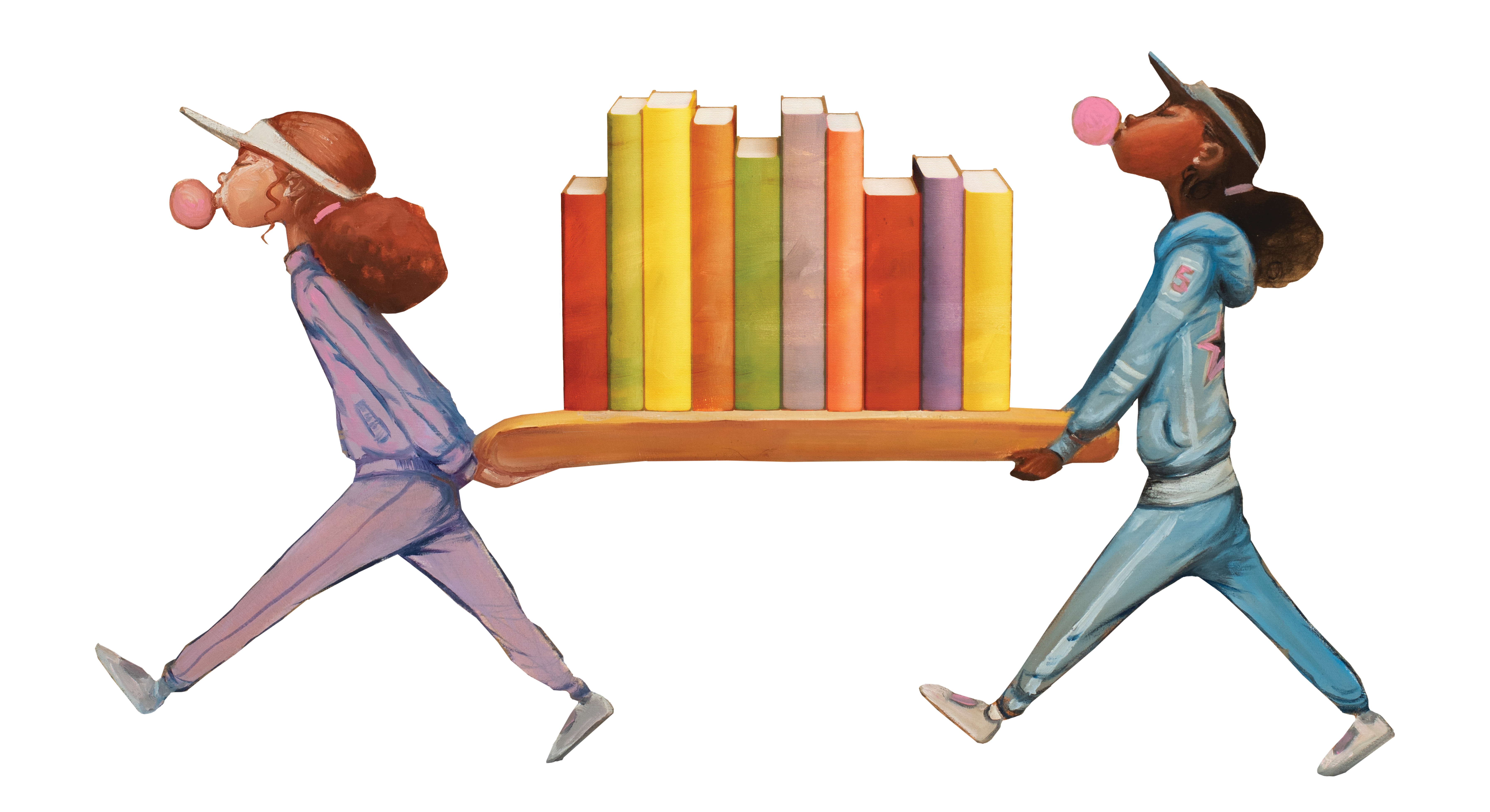 Two children carrying books
