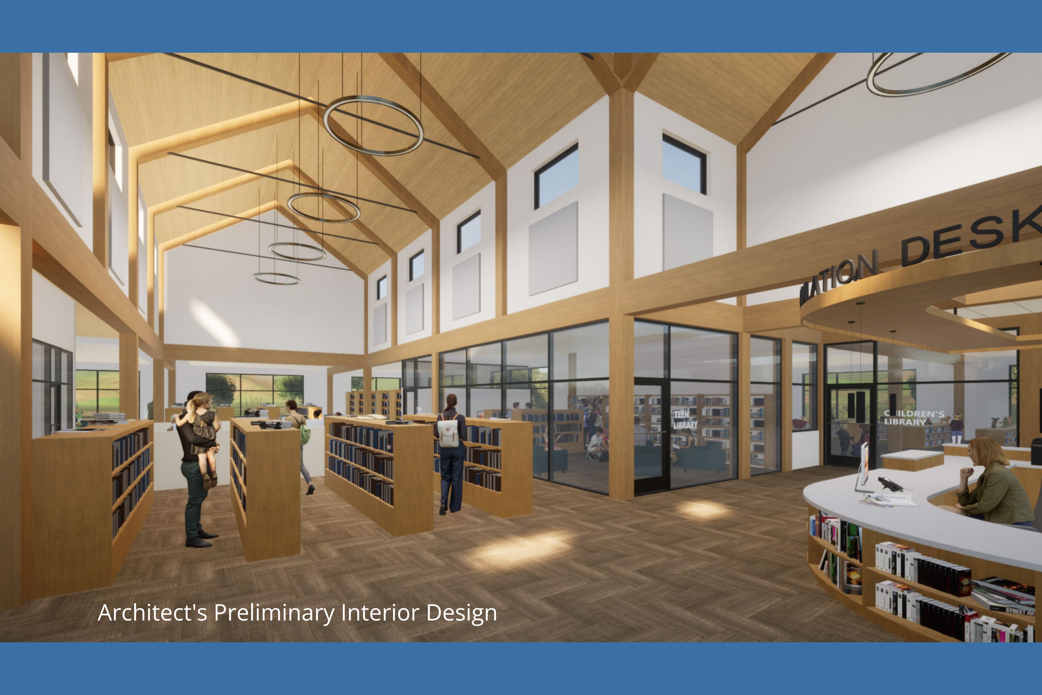 Architectural rendering of a new Stevensville library.