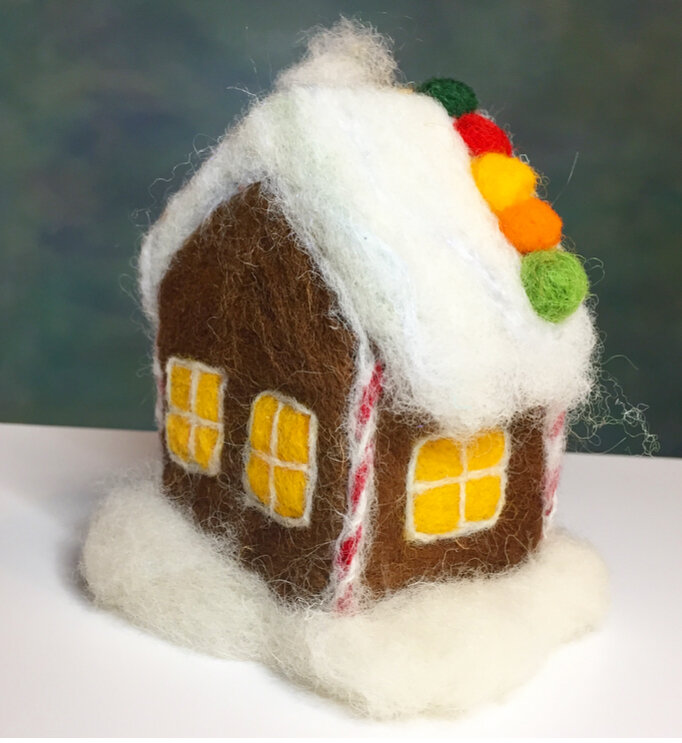 needle felted gingerbread house