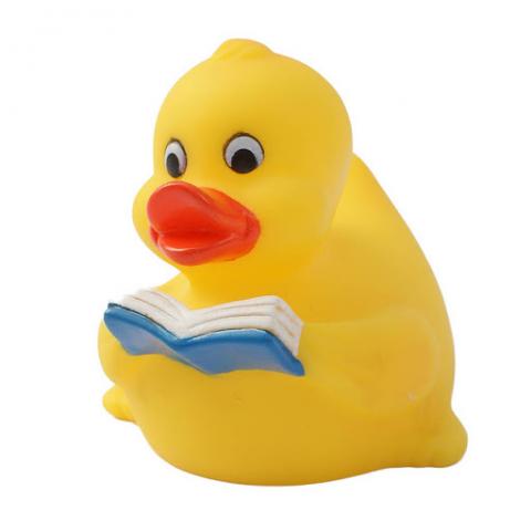 rubber duck reading a book