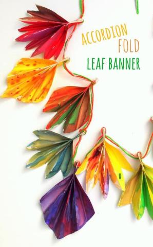 Water color paper leaves on twine banner