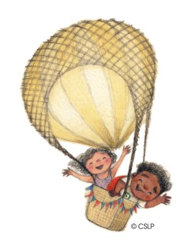 Children in a hot air balloon