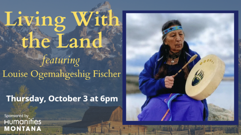 mountains in background with woman playing drum