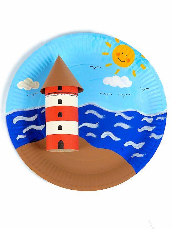 paper plate painted like a beach scene