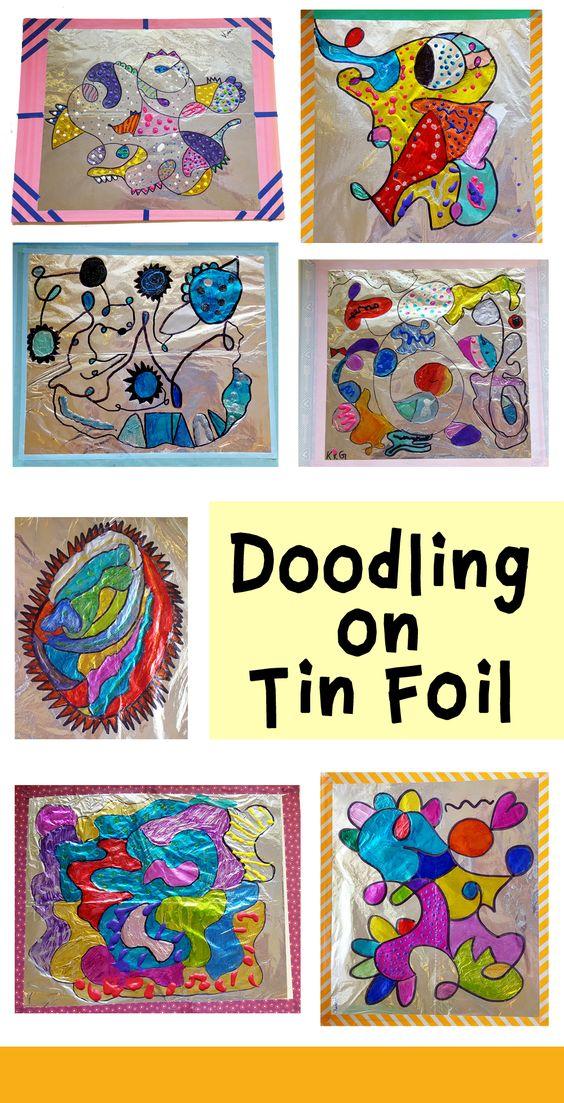 kid's art on tinfoil 