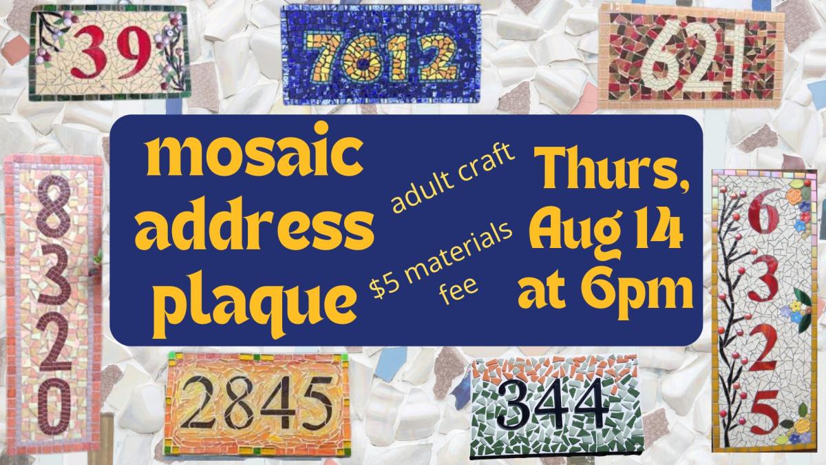 mosaic signs with house numbers on them